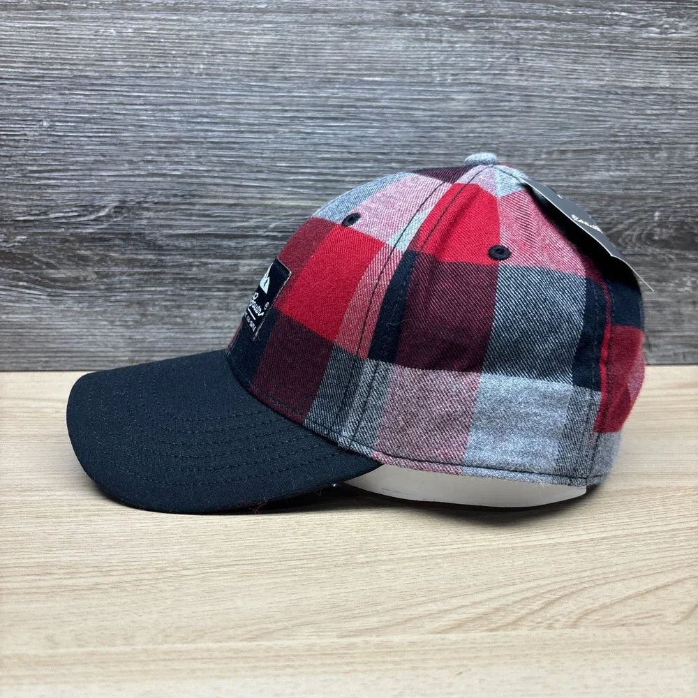 Eddie Bauer Hat Cap Strap Back Red Black Buffalo Check Plaid Flannel Outdoor NWT